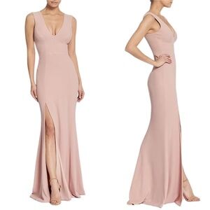 NEW Dress the Population Sandra Plunge V Neck Gown in Blush Sz. XL